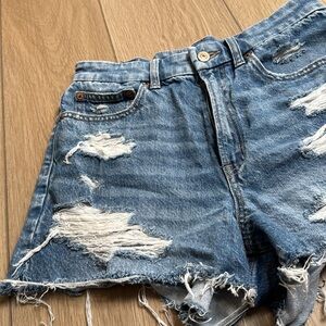 American Eagle Outfitters Distressed Blue Denim Jean Shorts